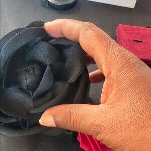 Elegant Black Rose Brooch and Red Rose Lapel Pin